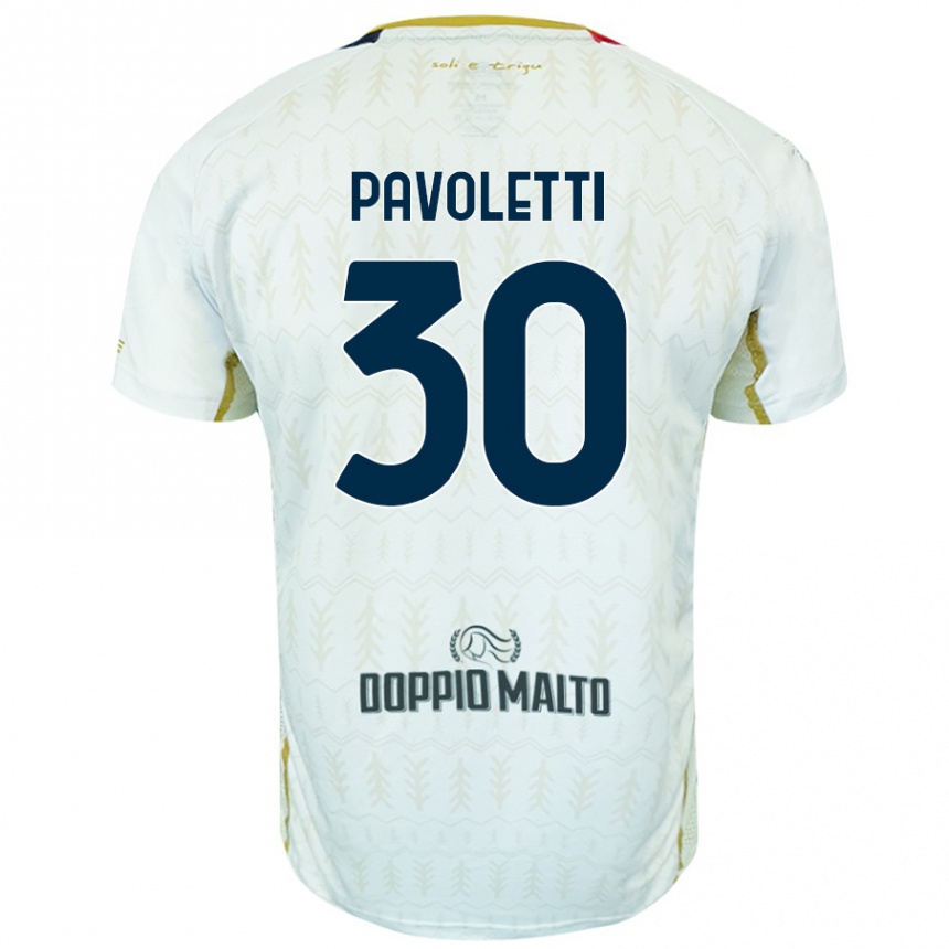 Kids Football Leonardo Pavoletti #30 White Away Jersey 2024/25 T-Shirt Uk