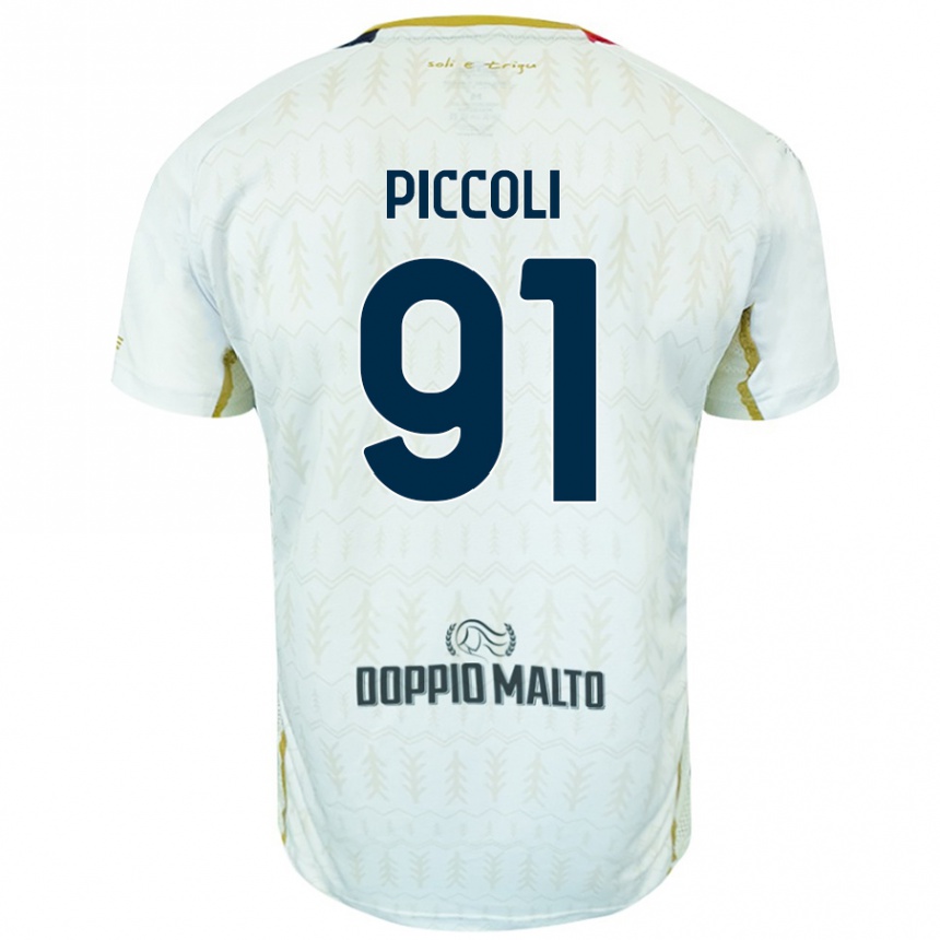 Kids Football Roberto Piccoli #91 White Away Jersey 2024/25 T-Shirt Uk