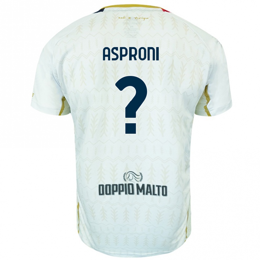 Kids Football Luca Asproni #0 White Away Jersey 2024/25 T-Shirt Uk