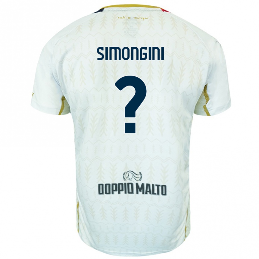 Kids Football Andrea Simongini #0 White Away Jersey 2024/25 T-Shirt Uk