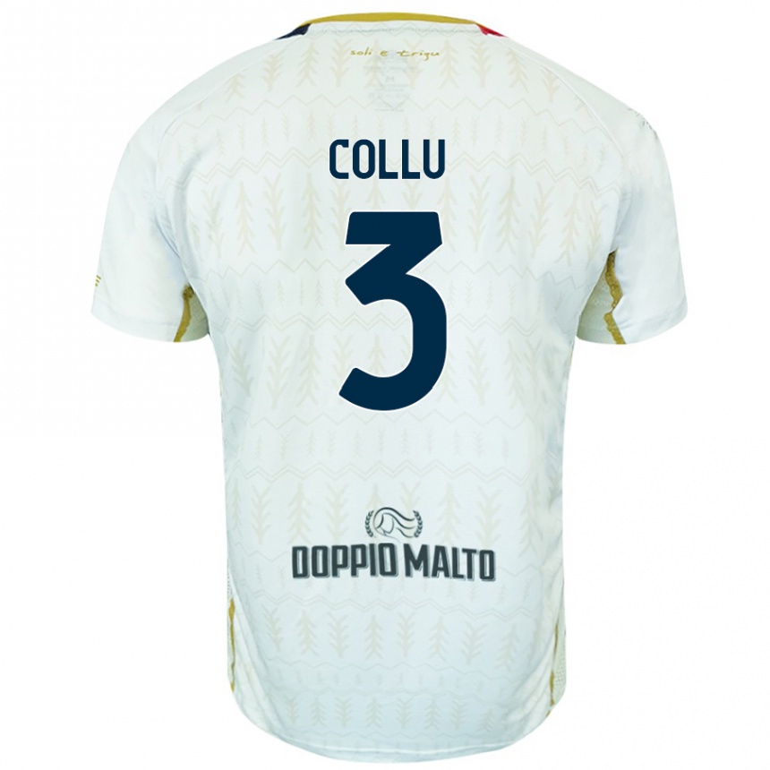 Kids Football Davide Collu #3 White Away Jersey 2024/25 T-Shirt Uk