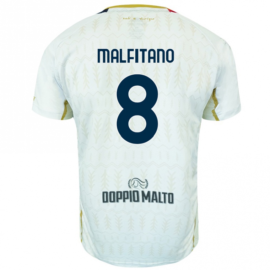 Kids Football Roberto Malfitano #8 White Away Jersey 2024/25 T-Shirt Uk