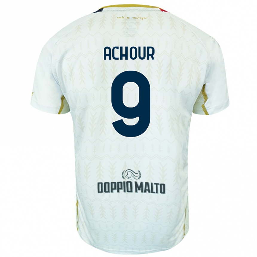 Kids Football Sofiane Achour #9 White Away Jersey 2024/25 T-Shirt Uk