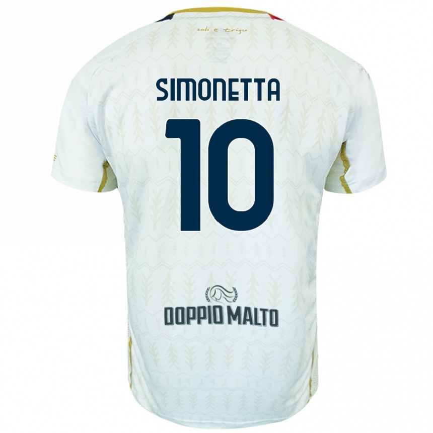 Kids Football Jacopo Simonetta #10 White Away Jersey 2024/25 T-Shirt Uk