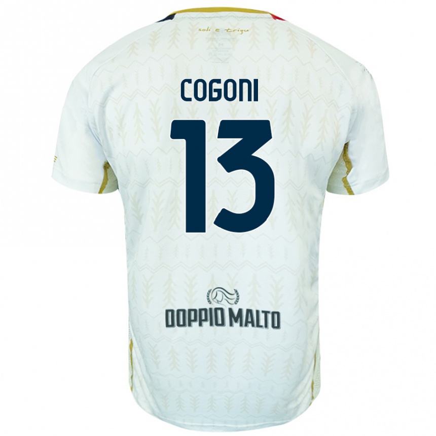 Kids Football Andrea Cogoni #13 White Away Jersey 2024/25 T-Shirt Uk