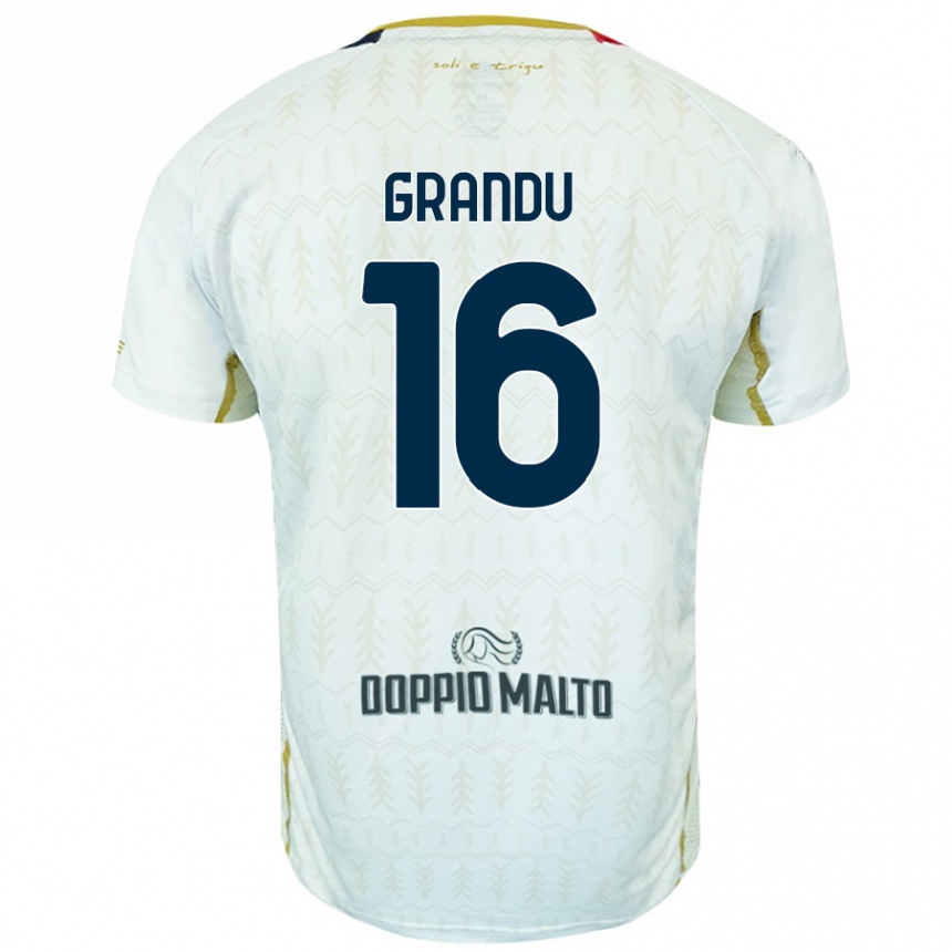 Kids Football Nicola Grandu #16 White Away Jersey 2024/25 T-Shirt Uk