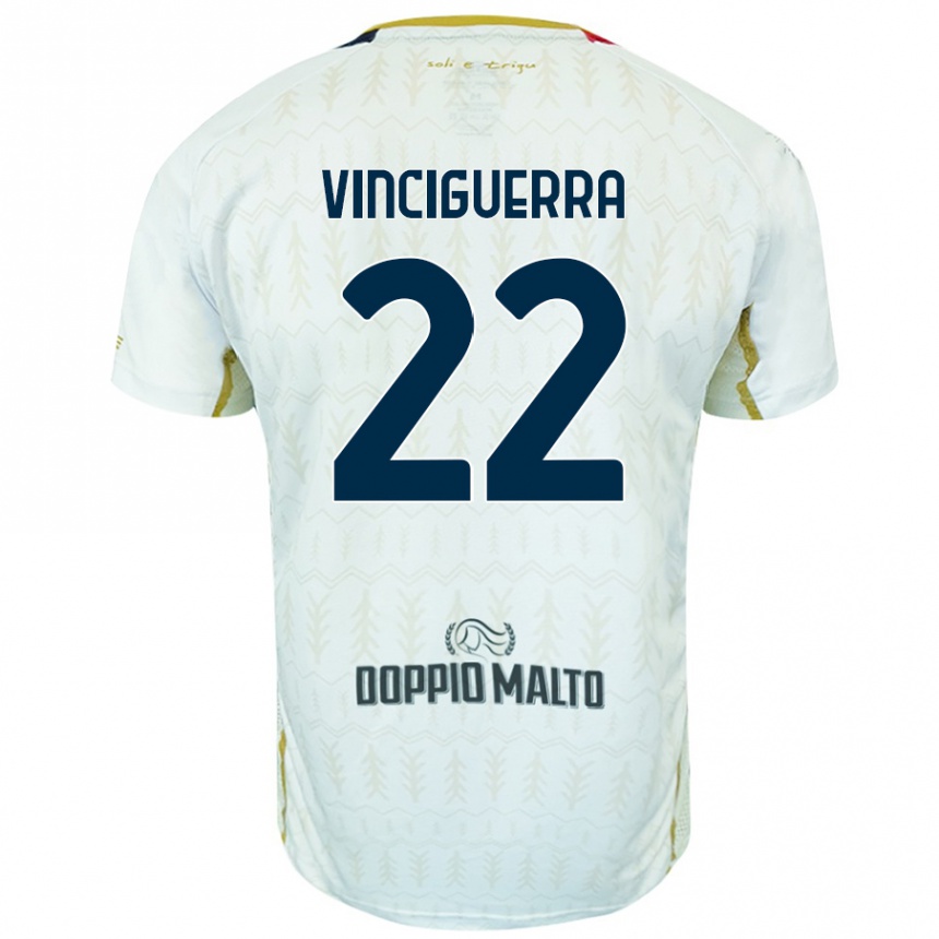 Kids Football Alessandro Vinciguerra #22 White Away Jersey 2024/25 T-Shirt Uk