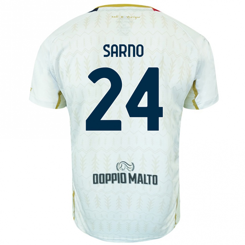 Kids Football Vincenzo Sarno #24 White Away Jersey 2024/25 T-Shirt Uk