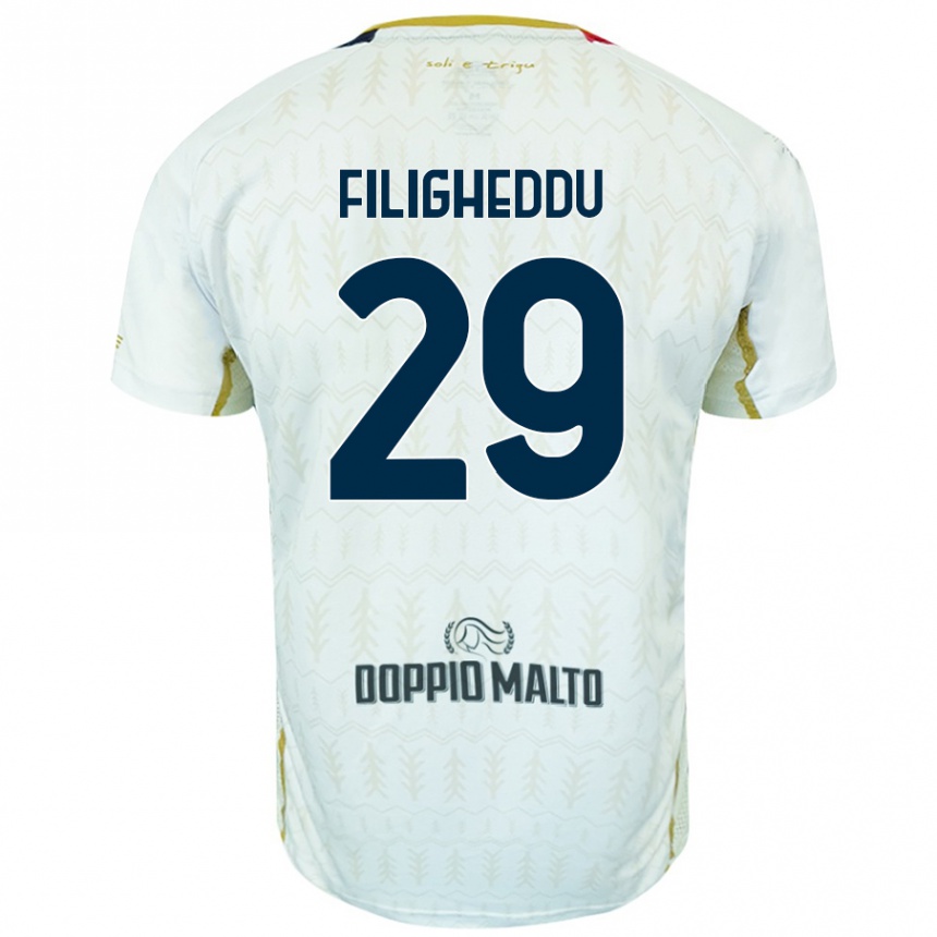 Kids Football Daniele Filigheddu #29 White Away Jersey 2024/25 T-Shirt Uk