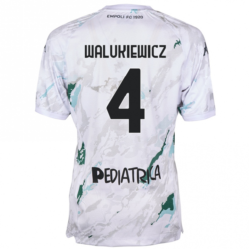 Kids Football Sebastian Walukiewicz #4 Grey Away Jersey 2024/25 T-Shirt Uk