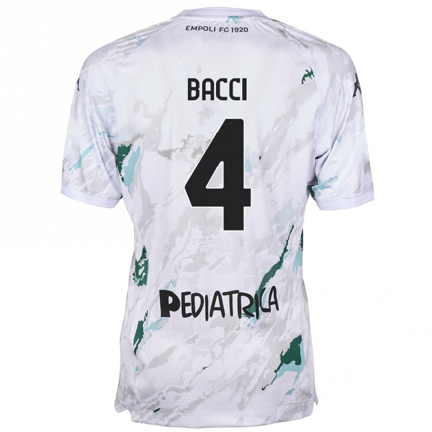 Kids Football Jacopo Bacci #4 Grey Away Jersey 2024/25 T-Shirt Uk