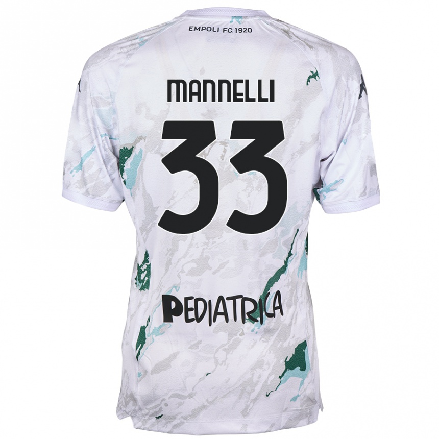 Kids Football Matteo Mannelli #33 Grey Away Jersey 2024/25 T-Shirt Uk