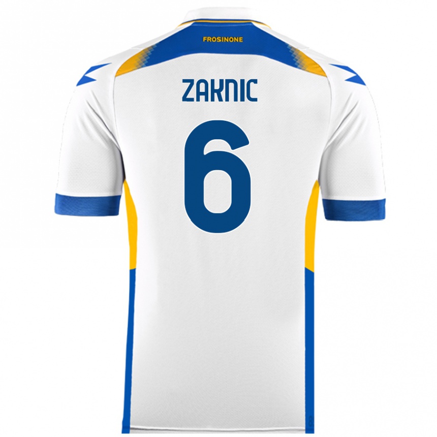 Kids Football Lazar Zaknic #6 White Away Jersey 2024/25 T-Shirt Uk