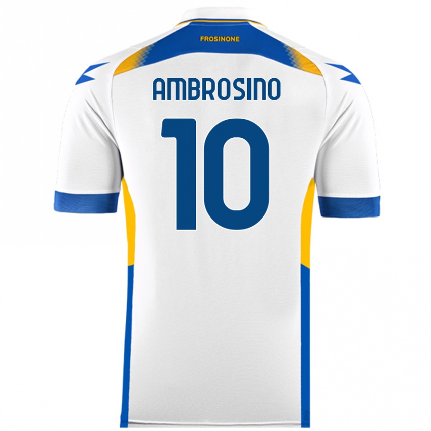 Kids Football Giuseppe Ambrosino #10 White Away Jersey 2024/25 T-Shirt Uk