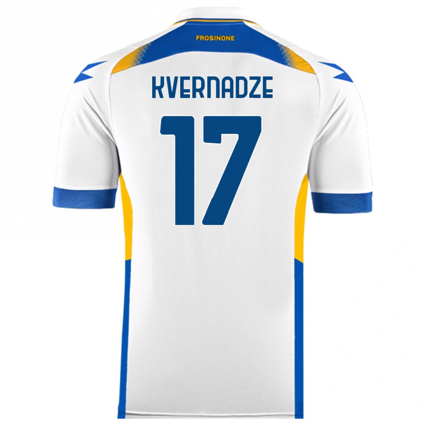 Kids Football Giorgi Kvernadze #17 White Away Jersey 2024/25 T-Shirt Uk