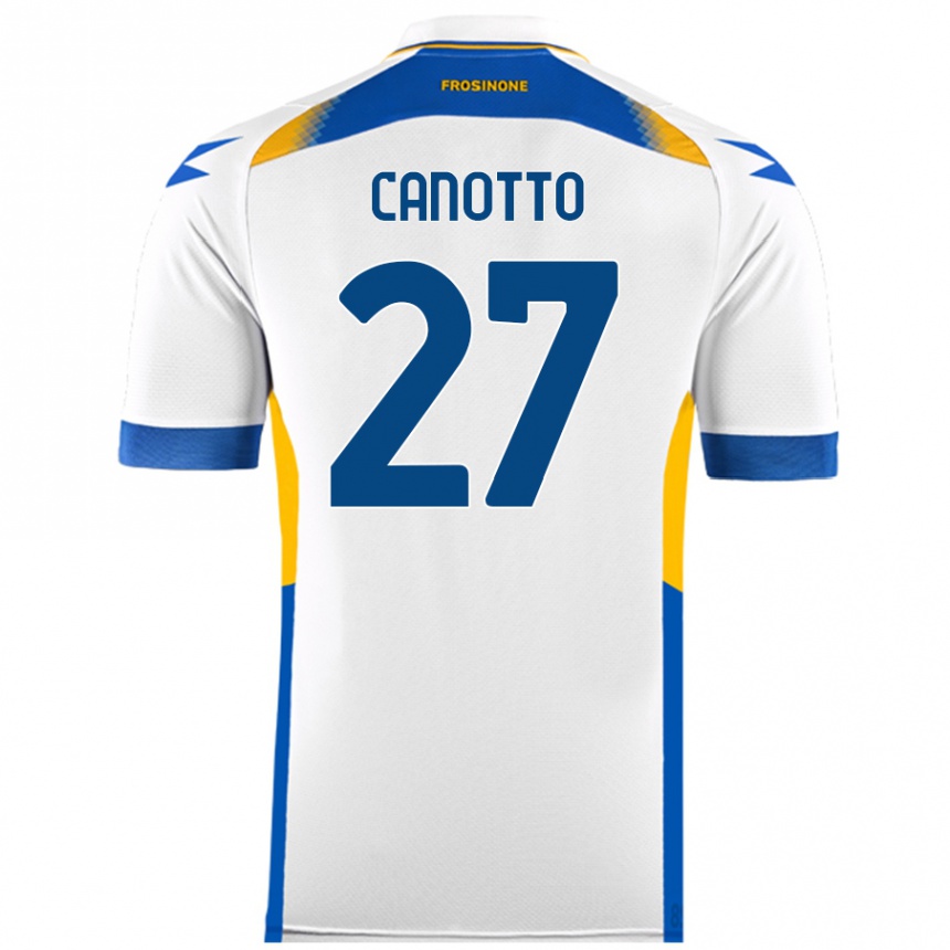 Kids Football Luigi Canotto #27 White Away Jersey 2024/25 T-Shirt Uk