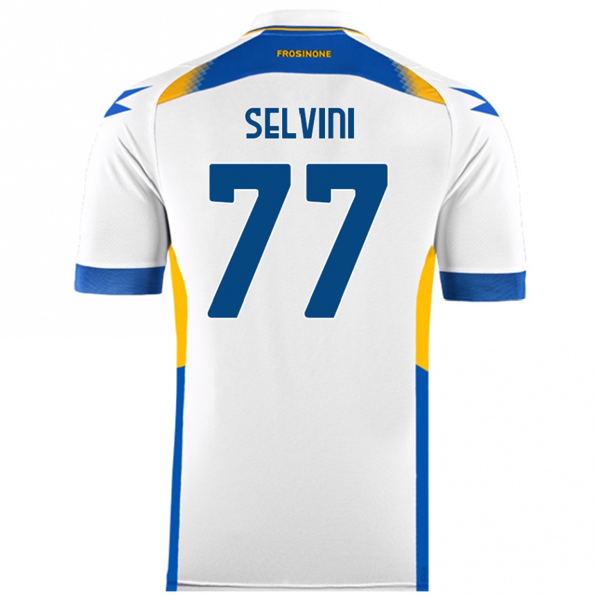 Kids Football Alessandro Selvini #77 White Away Jersey 2024/25 T-Shirt Uk