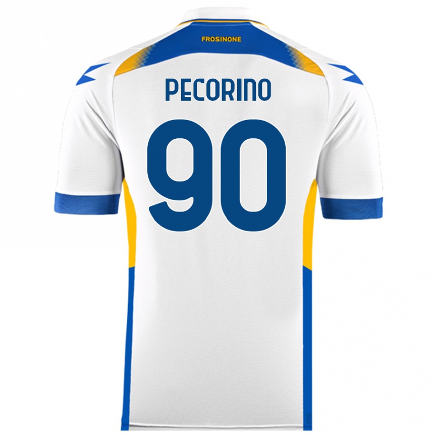 Kids Football Emanuele Pecorino #90 White Away Jersey 2024/25 T-Shirt Uk