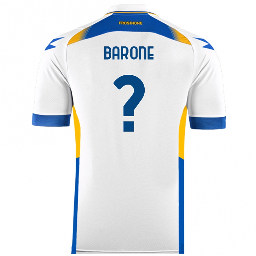 Kids Football Filippo Barone #0 White Away Jersey 2024/25 T-Shirt Uk