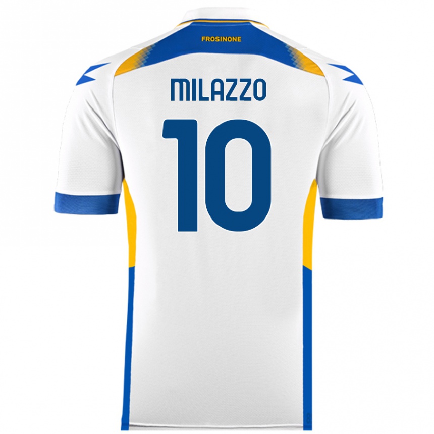 Kids Football Simone Milazzo #10 White Away Jersey 2024/25 T-Shirt Uk