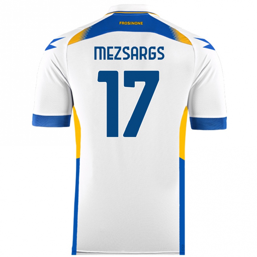 Kids Football Kristians Mezsargs #17 White Away Jersey 2024/25 T-Shirt Uk