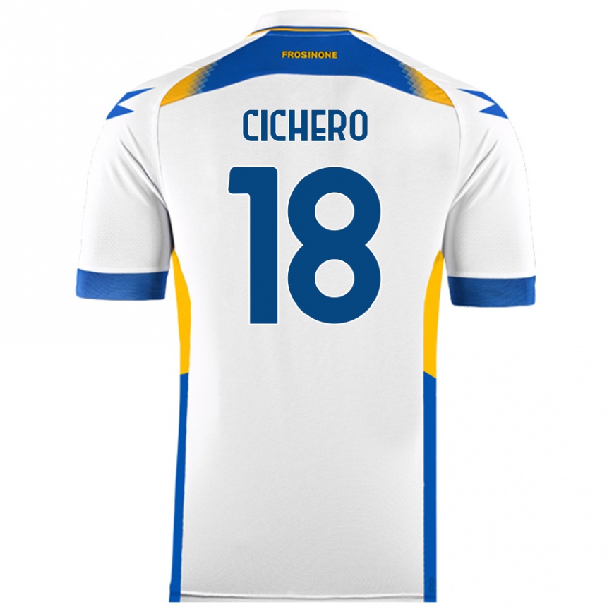 Kids Football Alejandro Cichero #18 White Away Jersey 2024/25 T-Shirt Uk