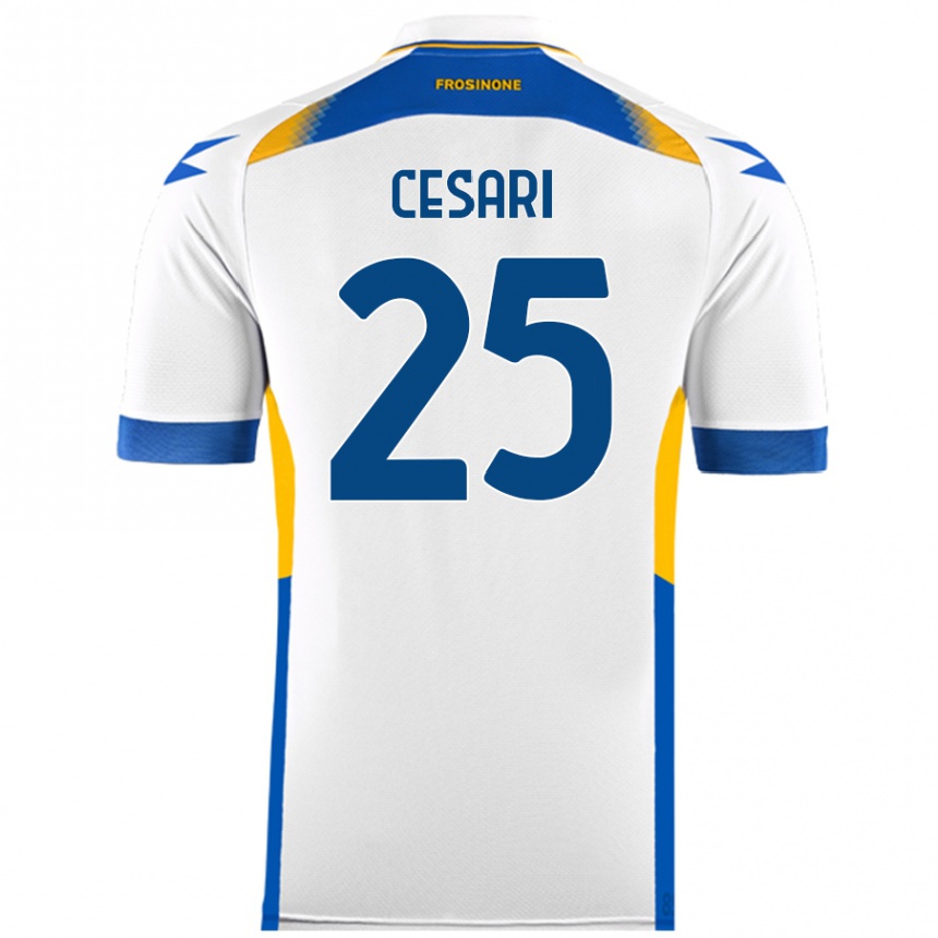 Kids Football Nicolò Cesari #25 White Away Jersey 2024/25 T-Shirt Uk