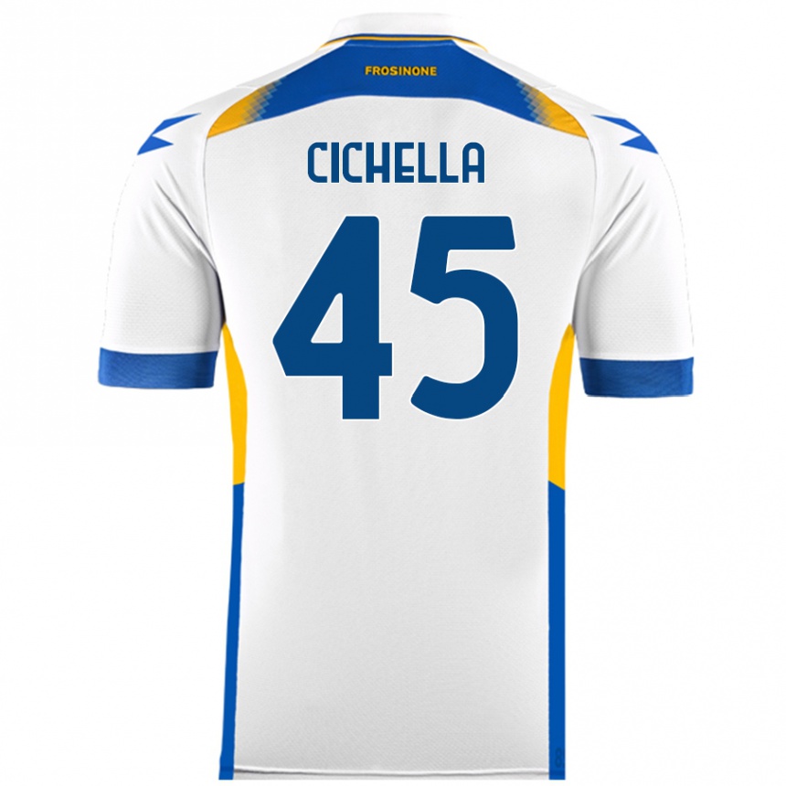 Kids Football Matteo Cichella #45 White Away Jersey 2024/25 T-Shirt Uk