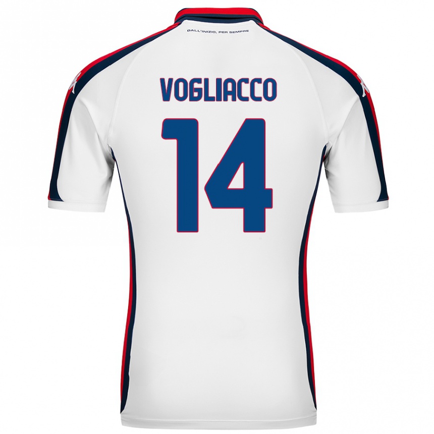 Kids Football Alessandro Vogliacco #14 White Away Jersey 2024/25 T-Shirt Uk