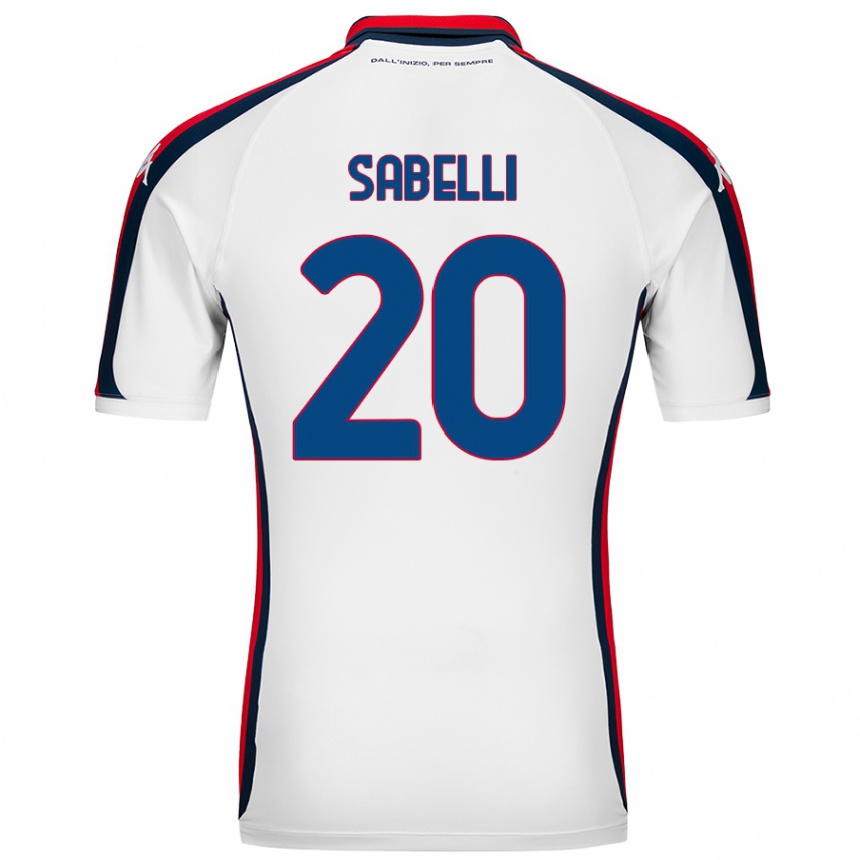 Kids Football Stefano Sabelli #20 White Away Jersey 2024/25 T-Shirt Uk