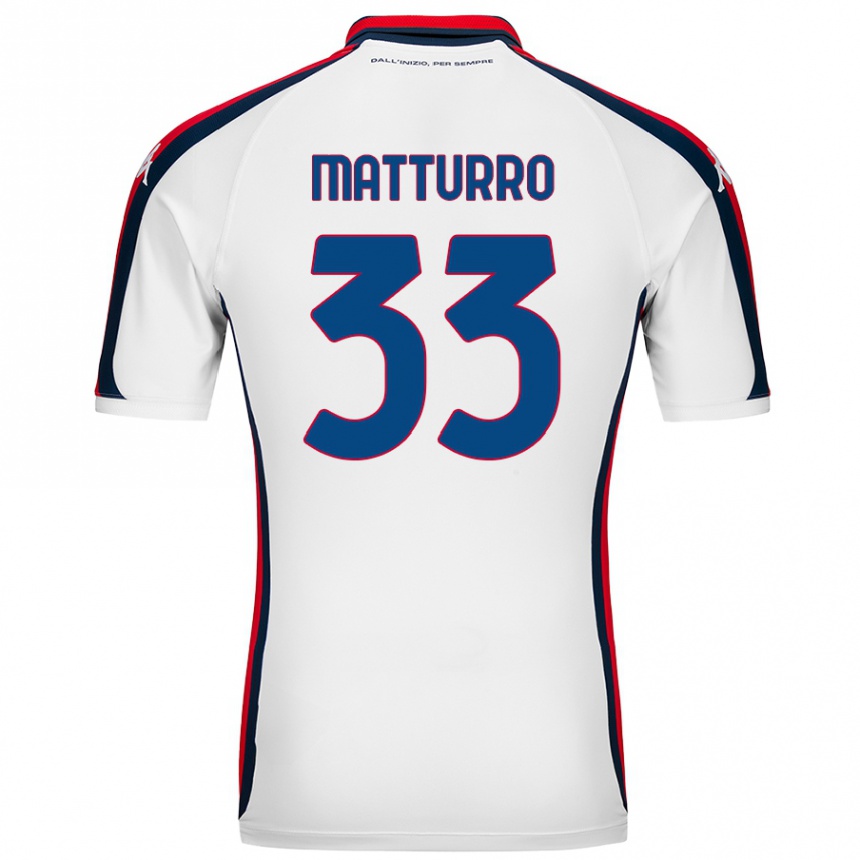 Kids Football Alan Matturro #33 White Away Jersey 2024/25 T-Shirt Uk