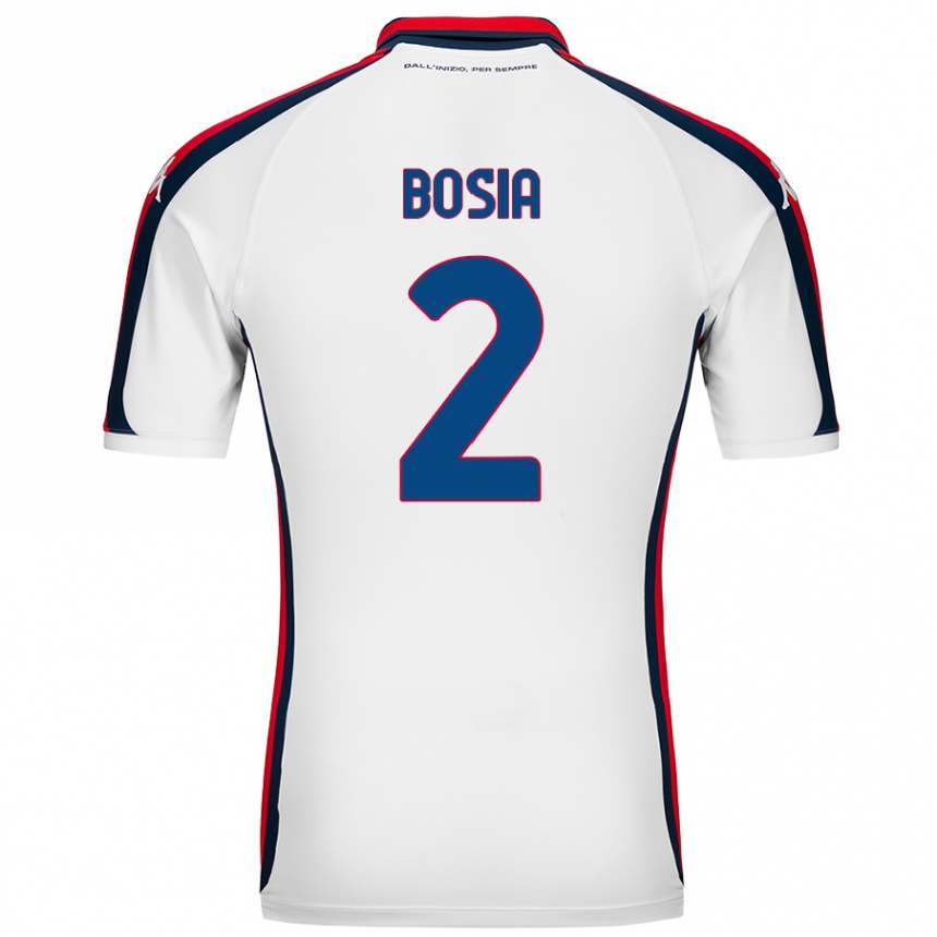 Kids Football Davide Bosia #2 White Away Jersey 2024/25 T-Shirt Uk