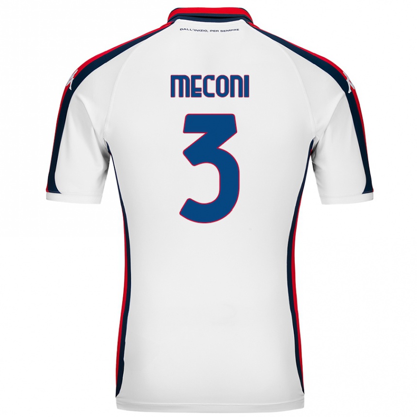 Kids Football Edoardo Meconi #3 White Away Jersey 2024/25 T-Shirt Uk