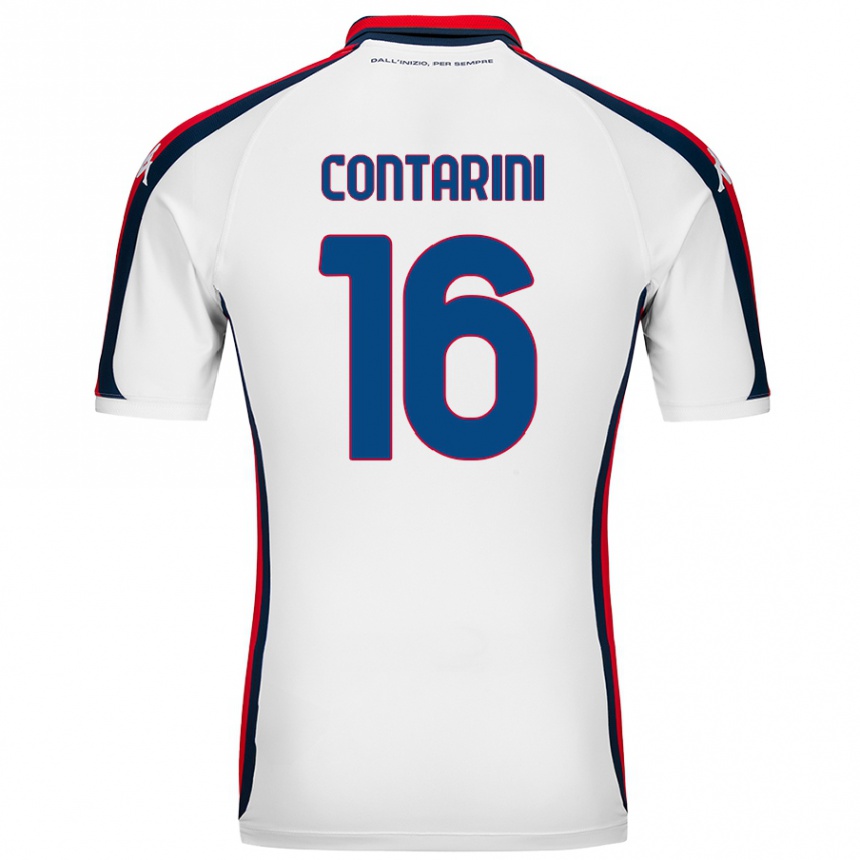 Kids Football Jacopo Contarini #16 White Away Jersey 2024/25 T-Shirt Uk