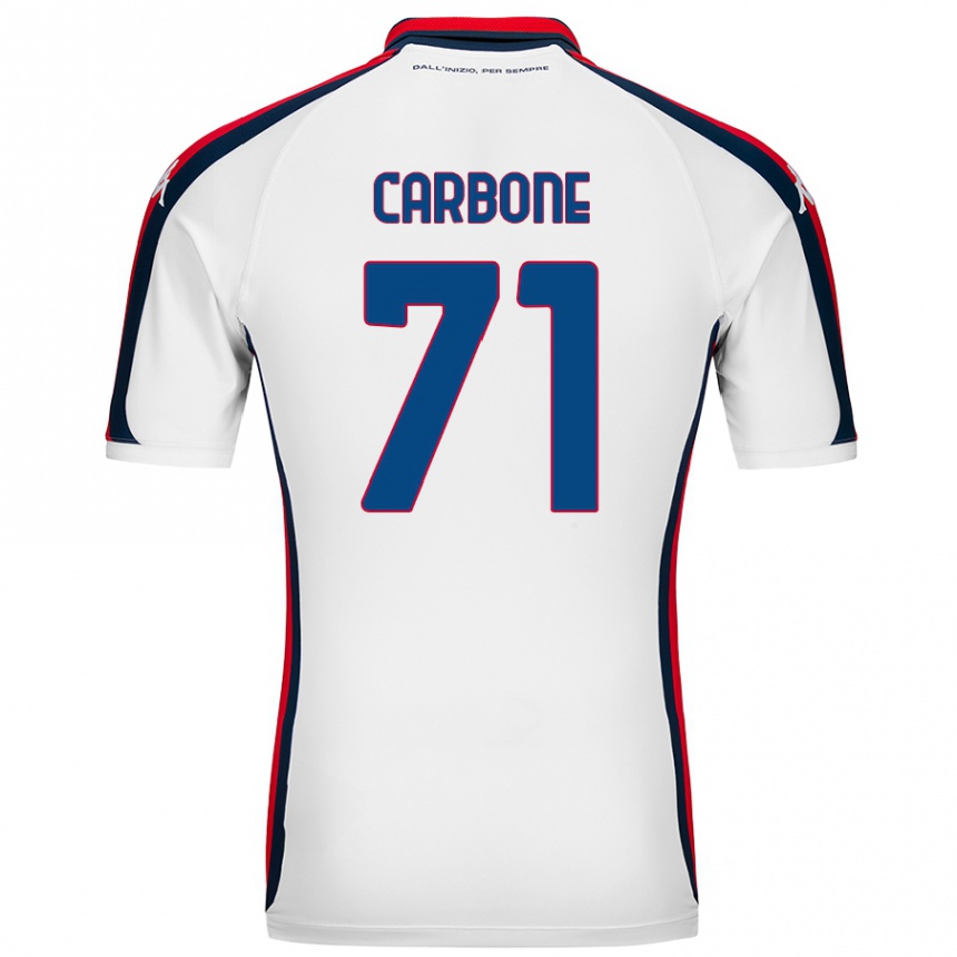 Kids Football Filippo Carbone #71 White Away Jersey 2024/25 T-Shirt Uk