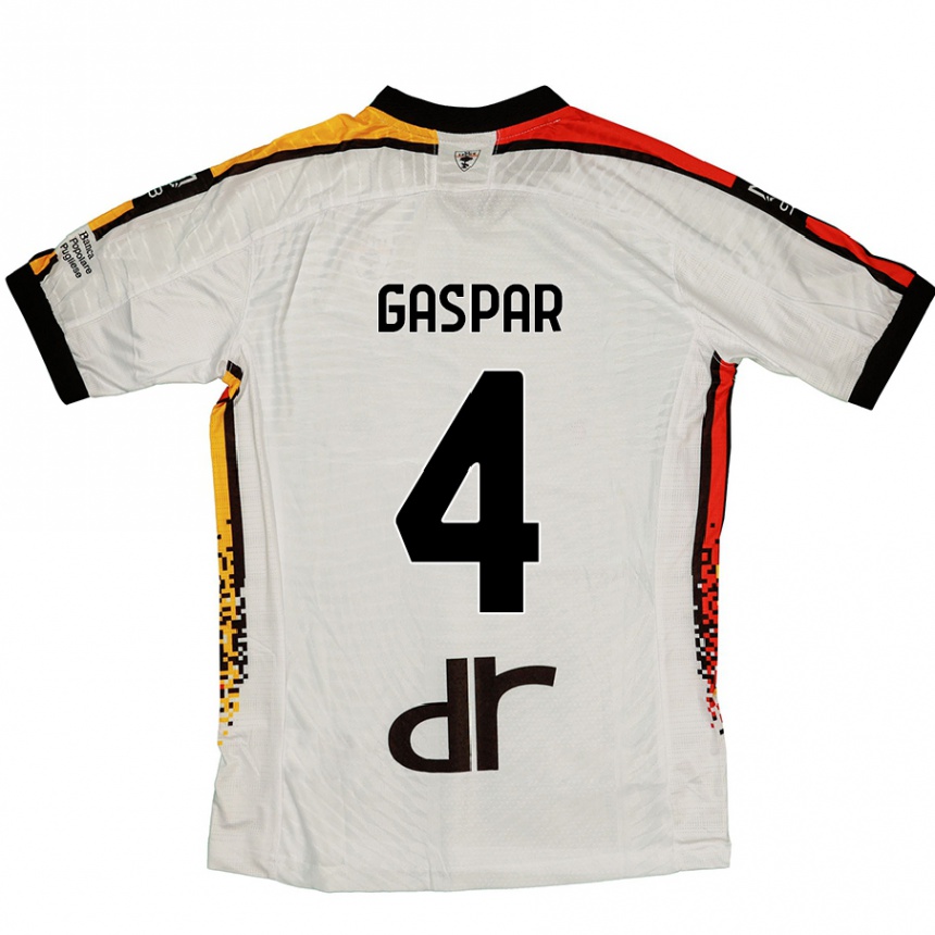 Kids Football Kialonda Gaspar #4 White Black Away Jersey 2024/25 T-Shirt Uk