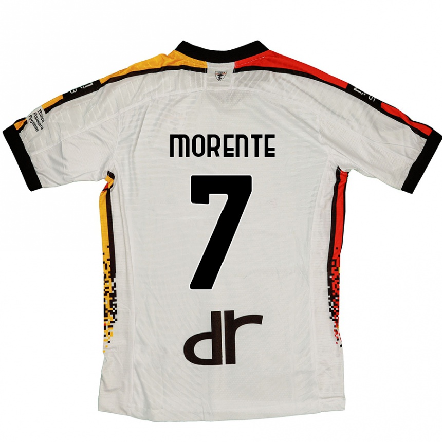 Kids Football Tete Morente #7 White Black Away Jersey 2024/25 T-Shirt Uk