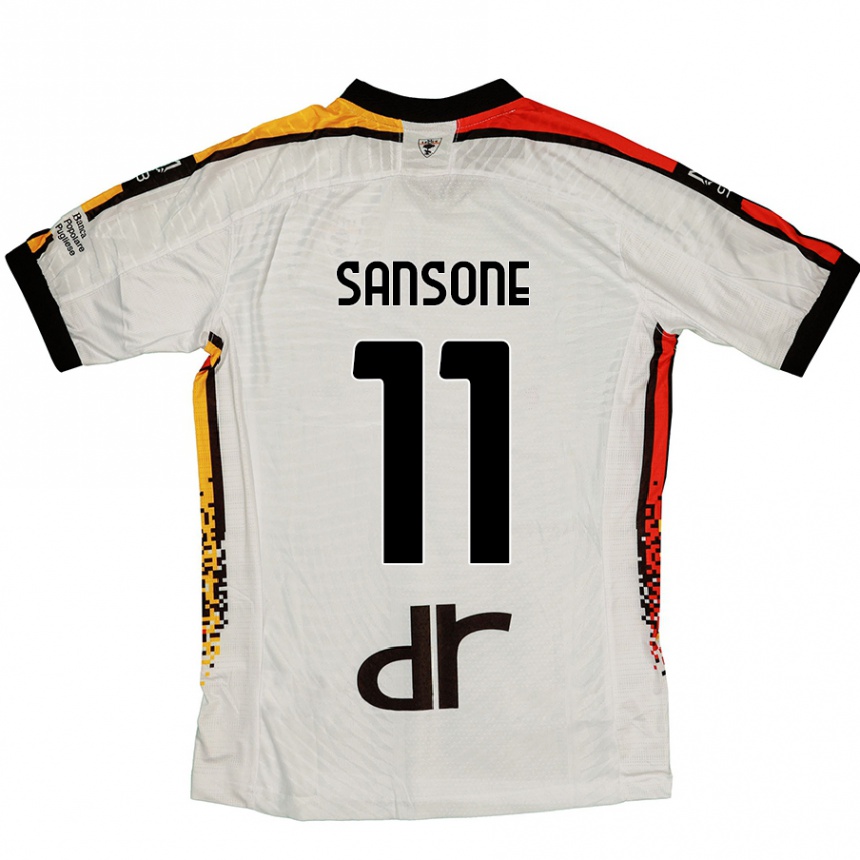 Kids Football Nicola Sansone #11 White Black Away Jersey 2024/25 T-Shirt Uk