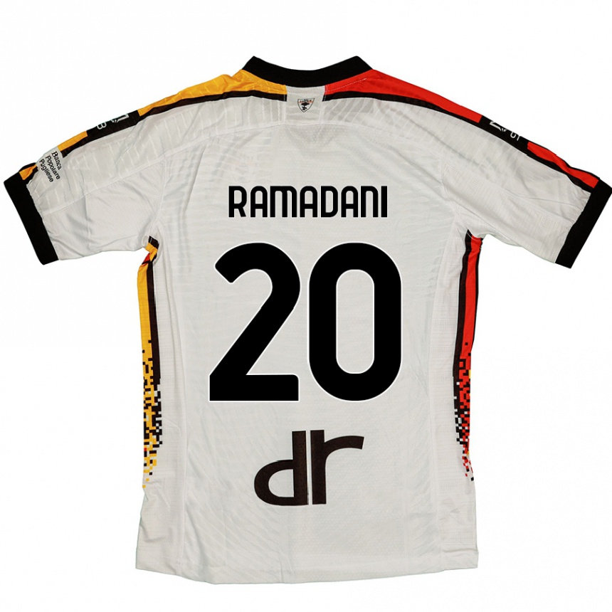 Kids Football Ylber Ramadani #20 White Black Away Jersey 2024/25 T-Shirt Uk