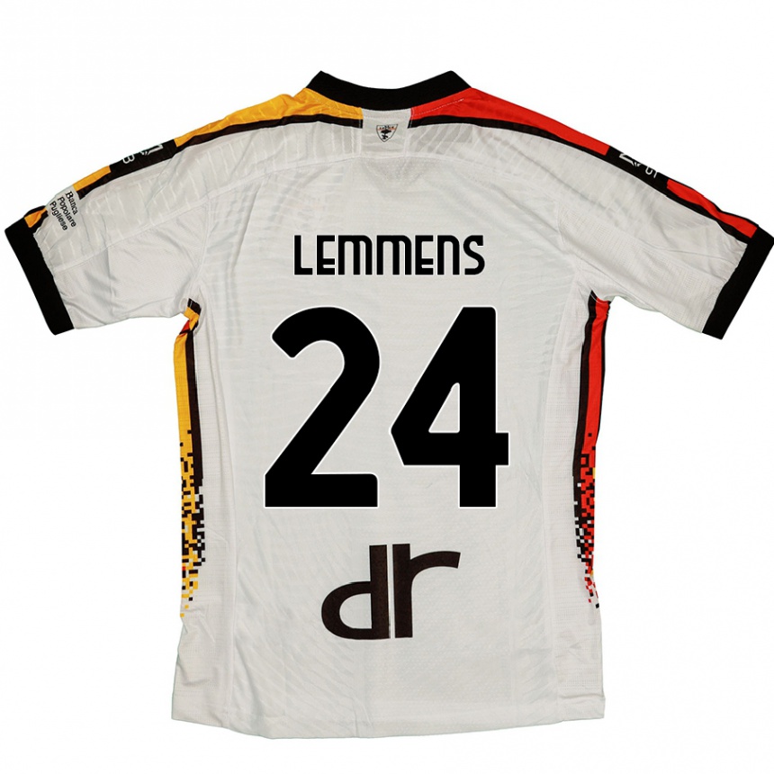 Kids Football Mats Lemmens #24 White Black Away Jersey 2024/25 T-Shirt Uk