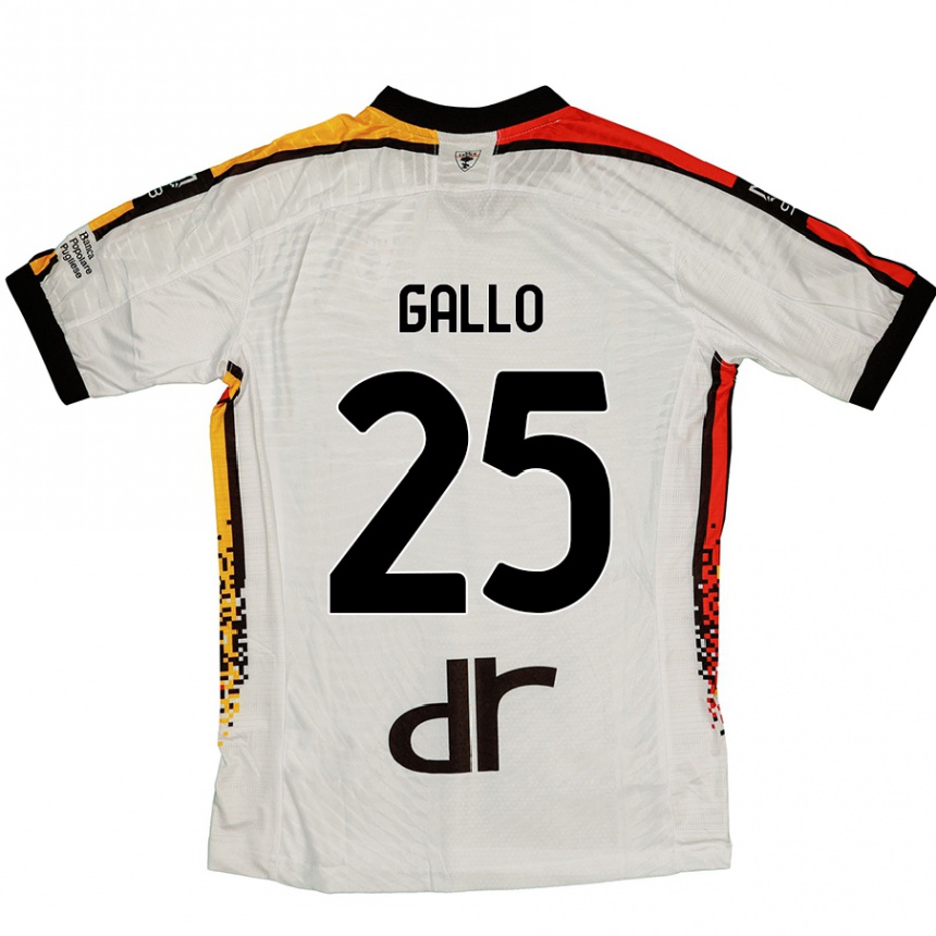 Kids Football Antonino Gallo #25 White Black Away Jersey 2024/25 T-Shirt Uk