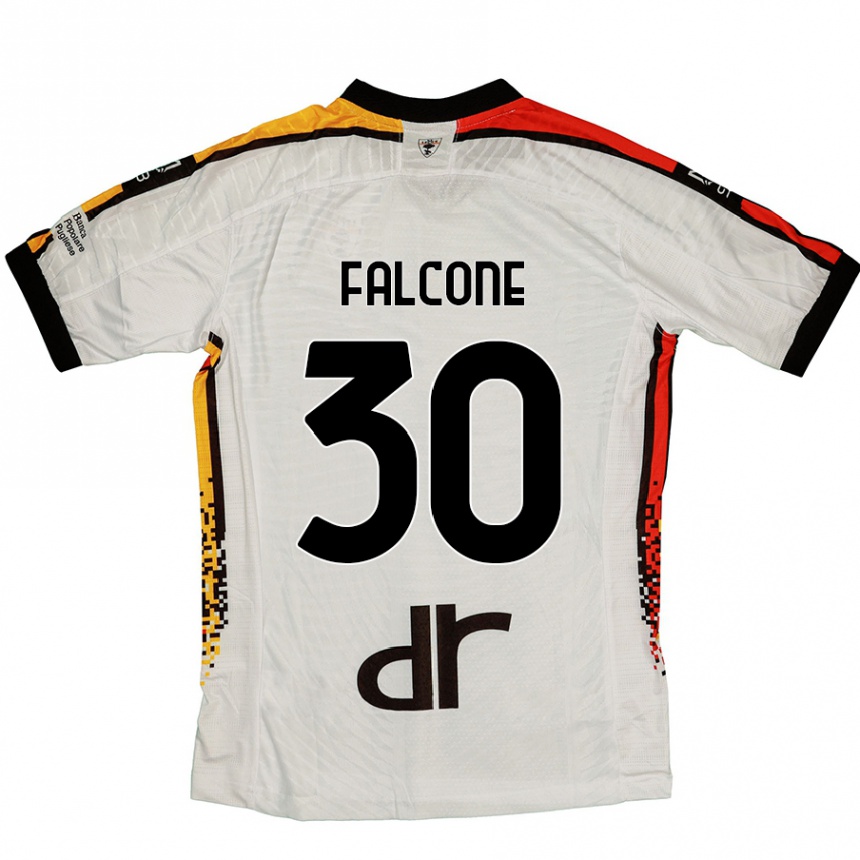 Kids Football Wladimiro Falcone #30 White Black Away Jersey 2024/25 T-Shirt Uk