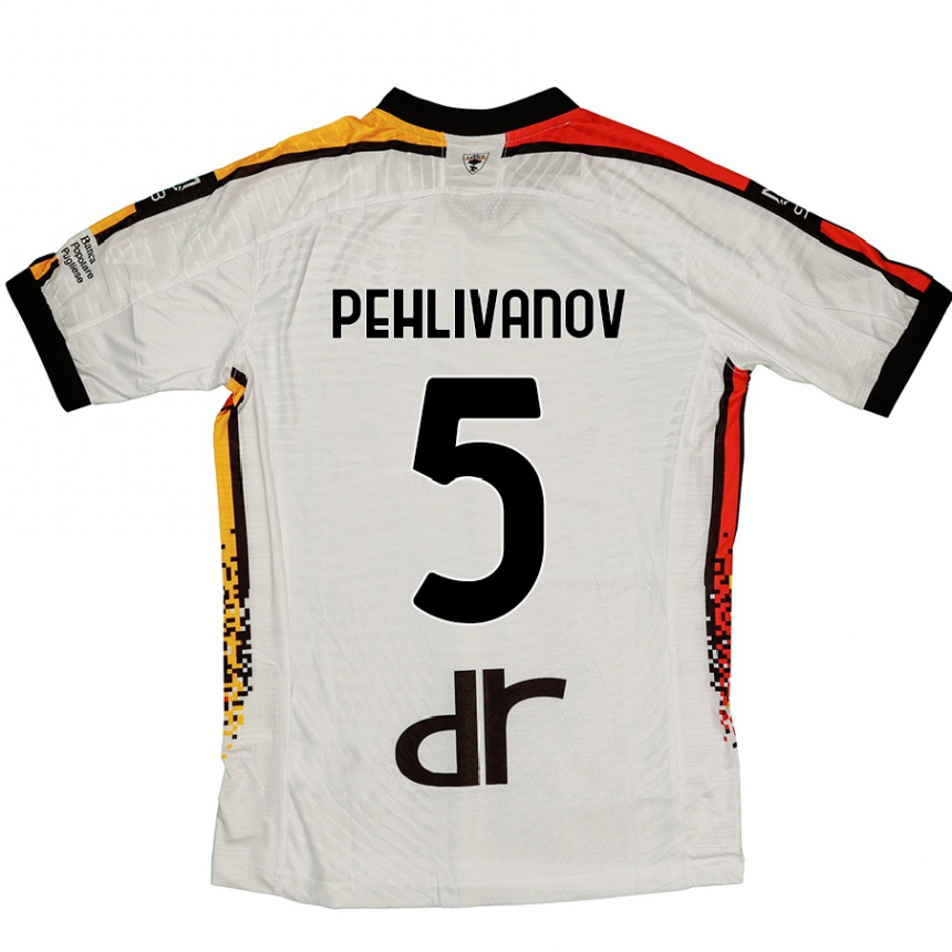 Kids Football Cristian Pehlivanov #5 White Black Away Jersey 2024/25 T-Shirt Uk