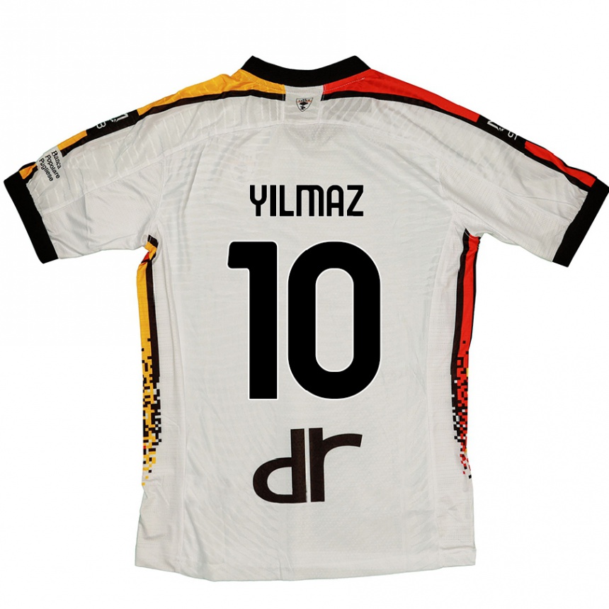 Kids Football Enes Yilmaz #10 White Black Away Jersey 2024/25 T-Shirt Uk