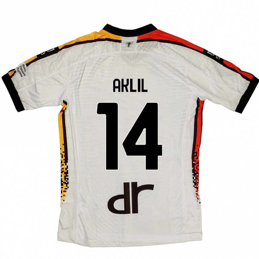 Kids Football Lino Aklil #14 White Black Away Jersey 2024/25 T-Shirt Uk