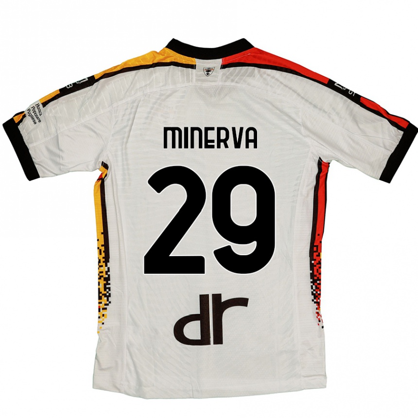 Kids Football Francesco Minerva #29 White Black Away Jersey 2024/25 T-Shirt Uk