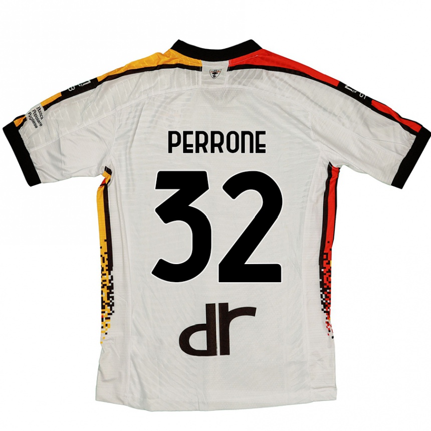 Kids Football Samuele Perrone #32 White Black Away Jersey 2024/25 T-Shirt Uk