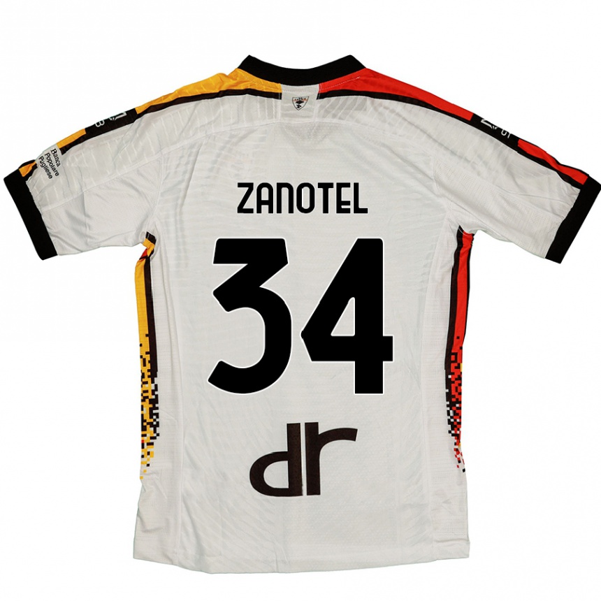 Kids Football Giovanni Zanotel #34 White Black Away Jersey 2024/25 T-Shirt Uk