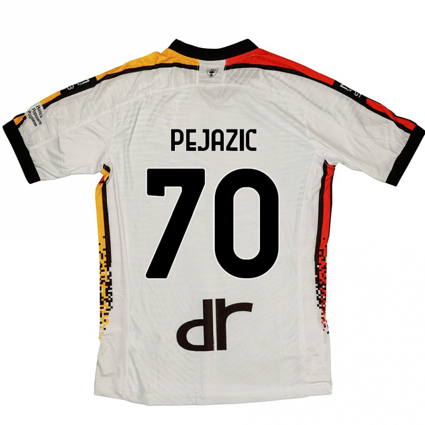 Kids Football Mario Pejazic #70 White Black Away Jersey 2024/25 T-Shirt Uk