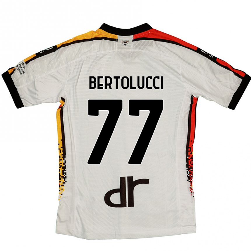 Kids Football Sandro Bertolucci #77 White Black Away Jersey 2024/25 T-Shirt Uk